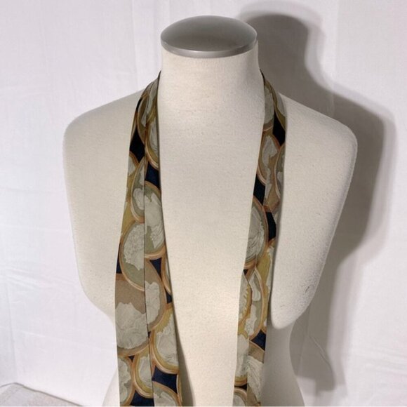 Vintage Boss Hugo Boss Black Tan Cameo Print 100% Silk Tie - Picture 5 of 9